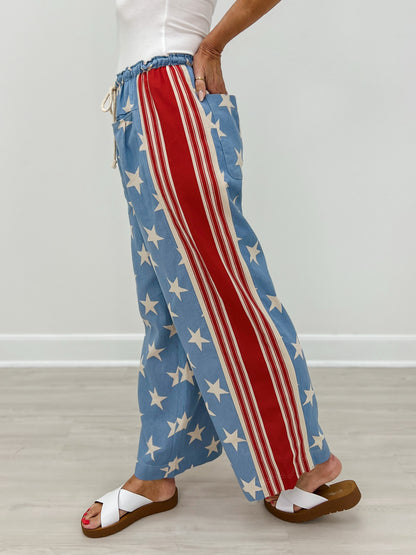 Stars and Stripes Drawstring Waist Pants