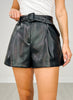 Faux Leather Belted Shorts