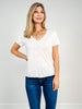 Short Sleeve Slub Knit V Neck Tee