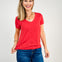 Short Sleeve Slub Knit V Neck Tee