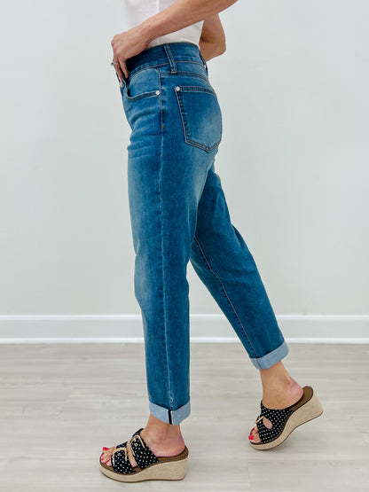 Judy Blue BRISTOL Mid-Rise Cuffed Boyfriend Cool Denim Jeans