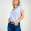 Short Sleeve Cotton Slub V-Neck Top