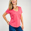 Short Sleeve Cotton Slub V-Neck Top