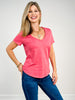 Short Sleeve Cotton Slub V-Neck Top