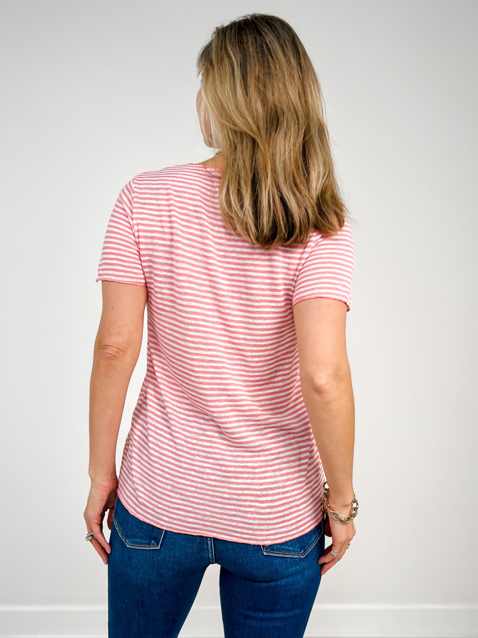 Slub Stripe Scoop Neck Tee