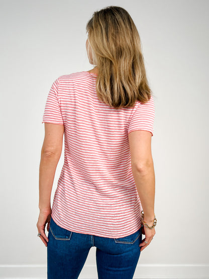 Slub Stripe Scoop Neck Tee