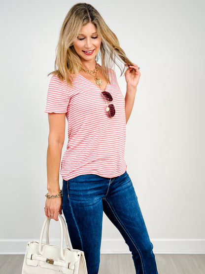 Slub Stripe Scoop Neck Tee