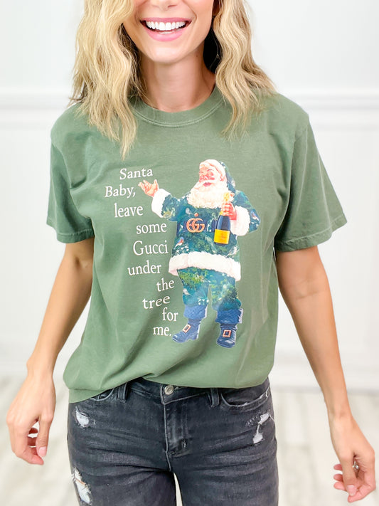 Santa Baby Leave Something Under The Tree Graphic Tee