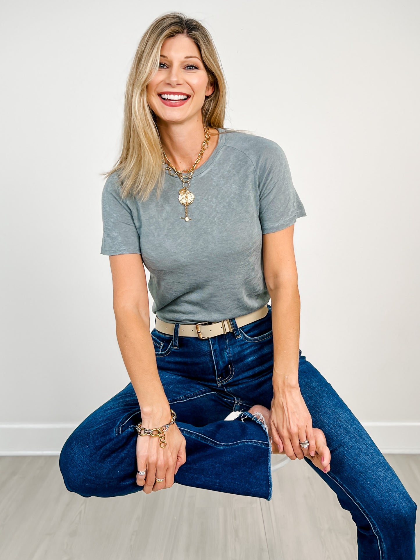Hacci Slub Round Neck Raglan Tee
