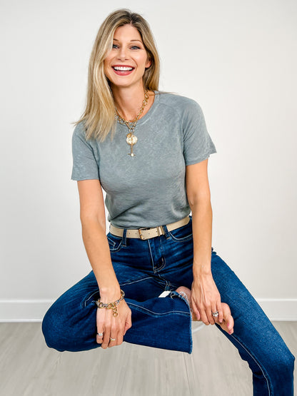 Hacci Slub Round Neck Raglan Tee