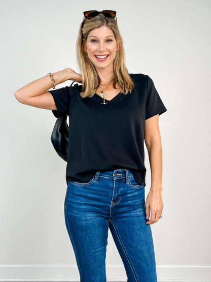 Short Sleeve Buttery Soft V-Neck Top