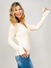 Long Sleeve V-Neck Polo Knit Top
