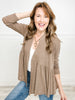 Long Sleeve Open Front Peplum Lightweight Cardigan