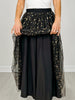 Mesh Gold Detail Star Printed Long Skirt