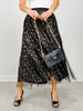 Mesh Gold Detail Star Printed Long Skirt