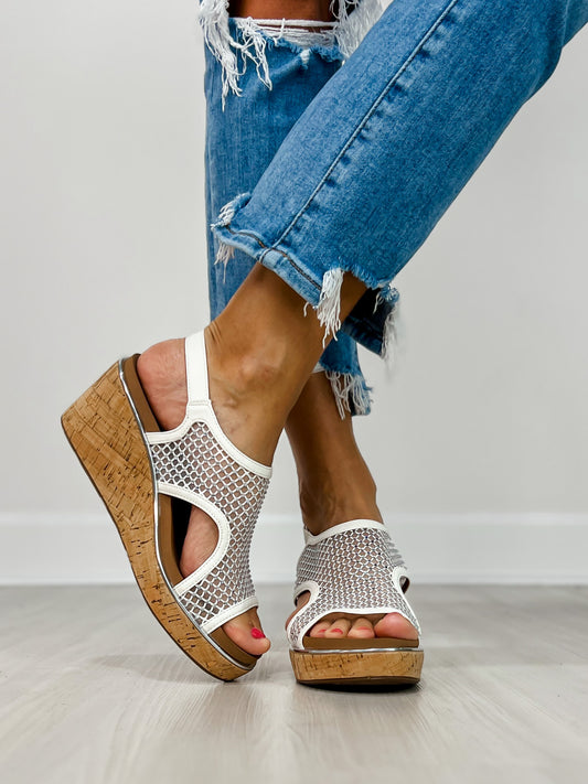 Corkys Carley Wedges in WHITE MESH