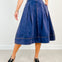 Washed Polka Dot Printed Denim Midi Skirt