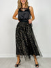 Mesh Gold Detail Star Printed Long Skirt