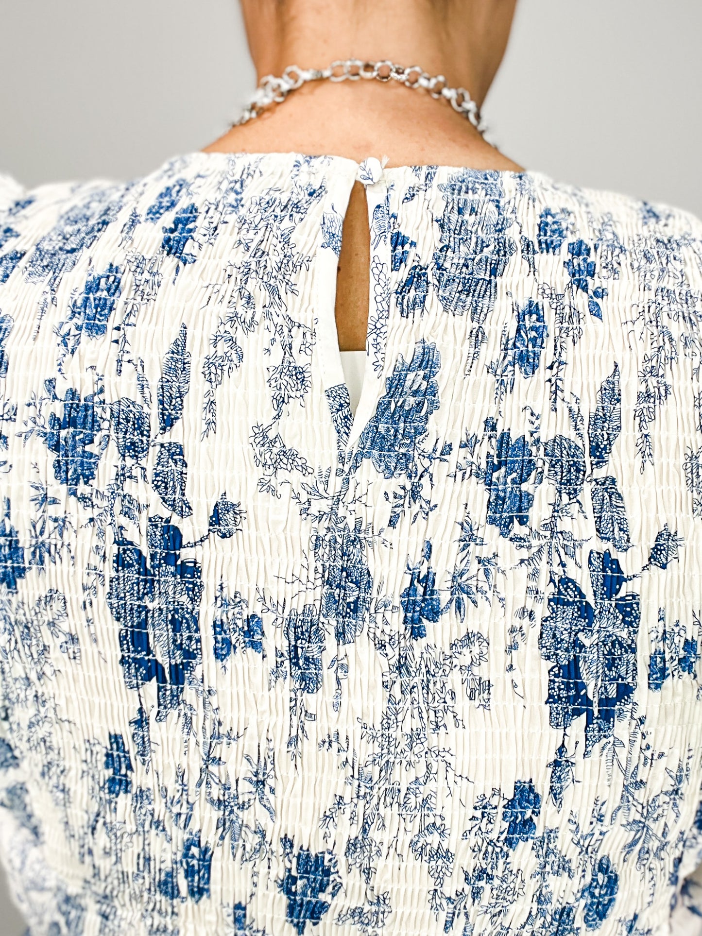 Antique Floral Smock And Ruffle Dress