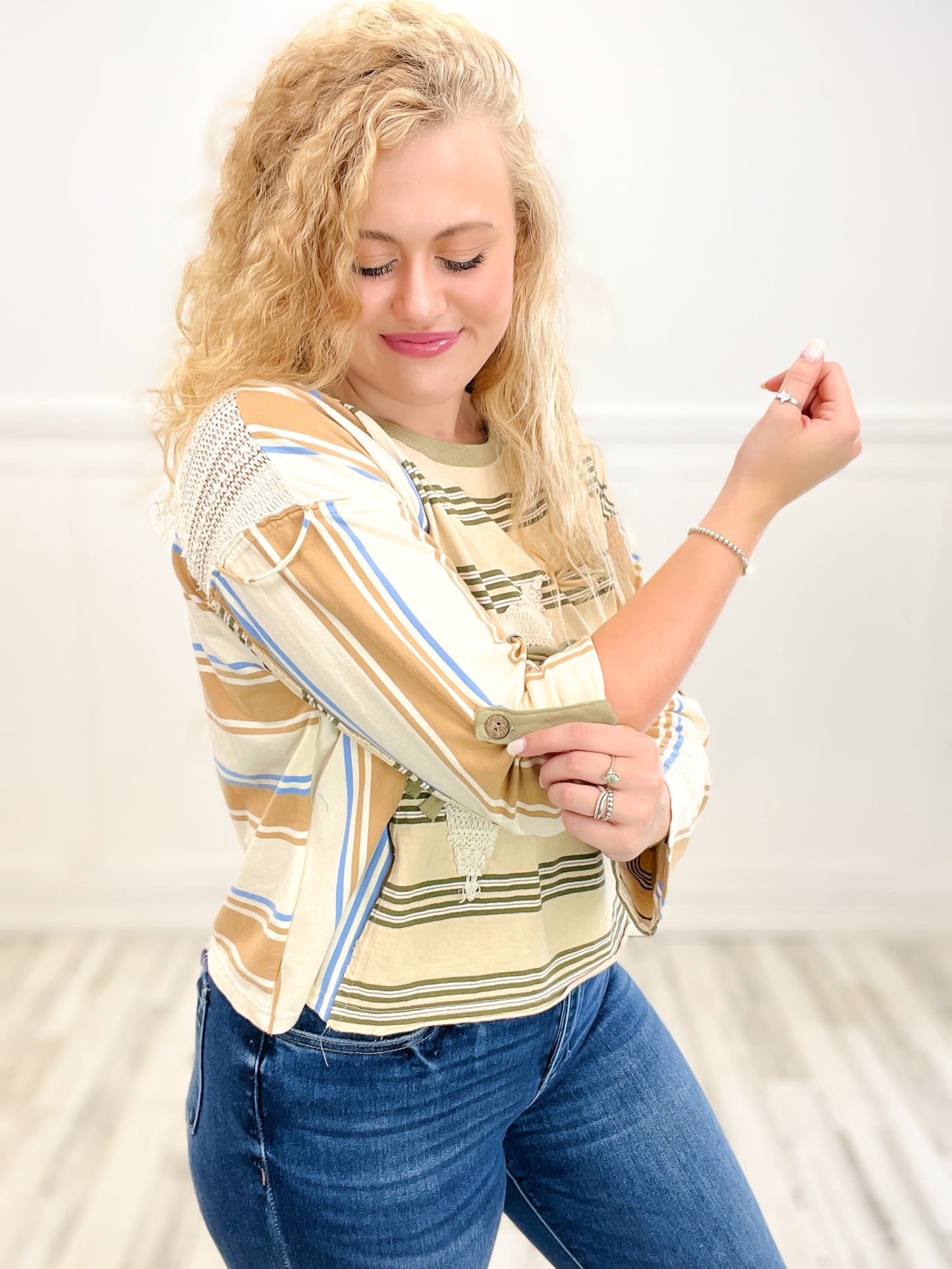 Misunderstood Striped Sleeve Top