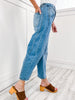 Glory Of Love Back Waist Elastic Denim Pants