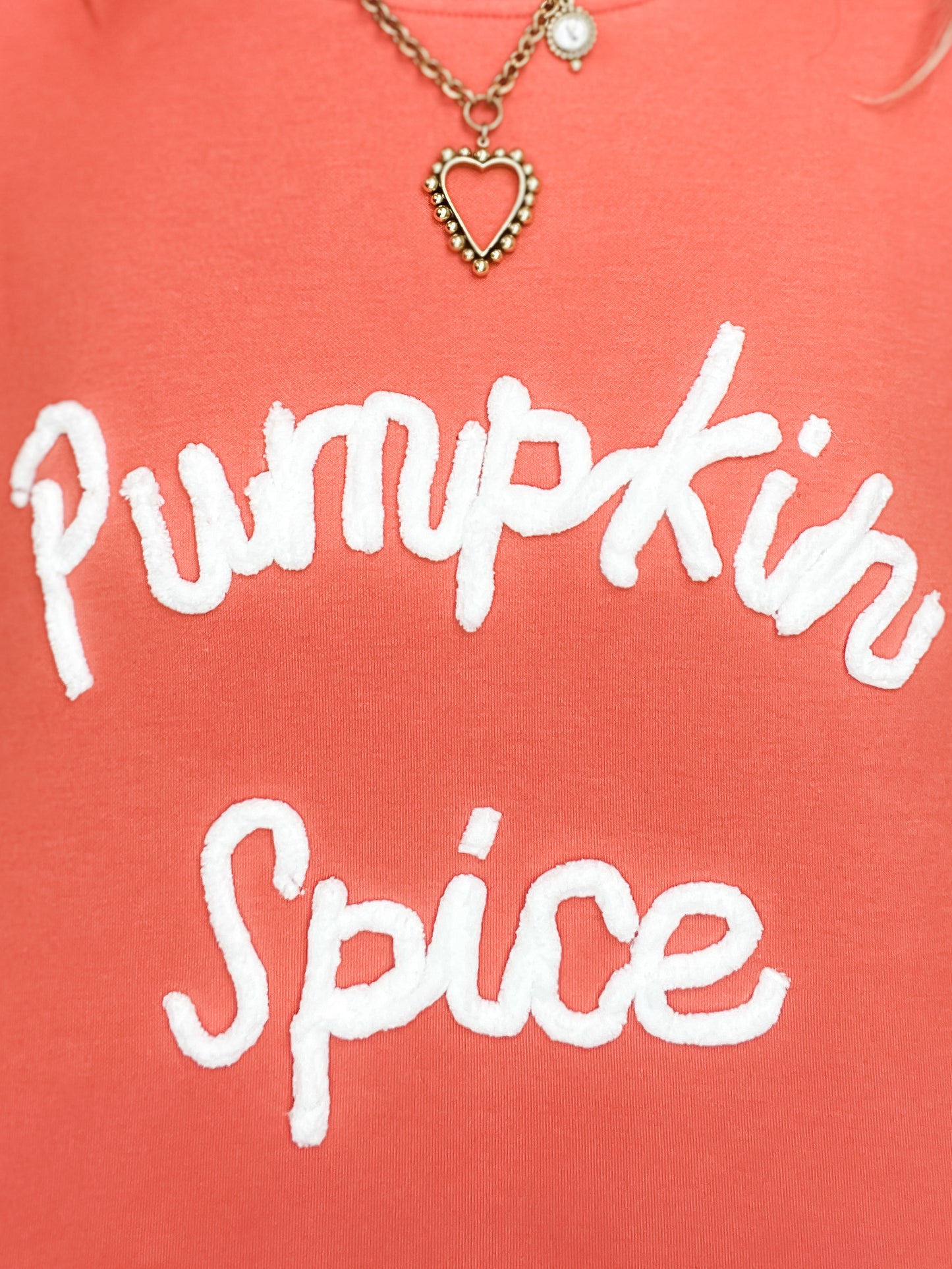 'PUMPKIN SPICE' EMBROIDERED CHENILLE SWEATSHIRT