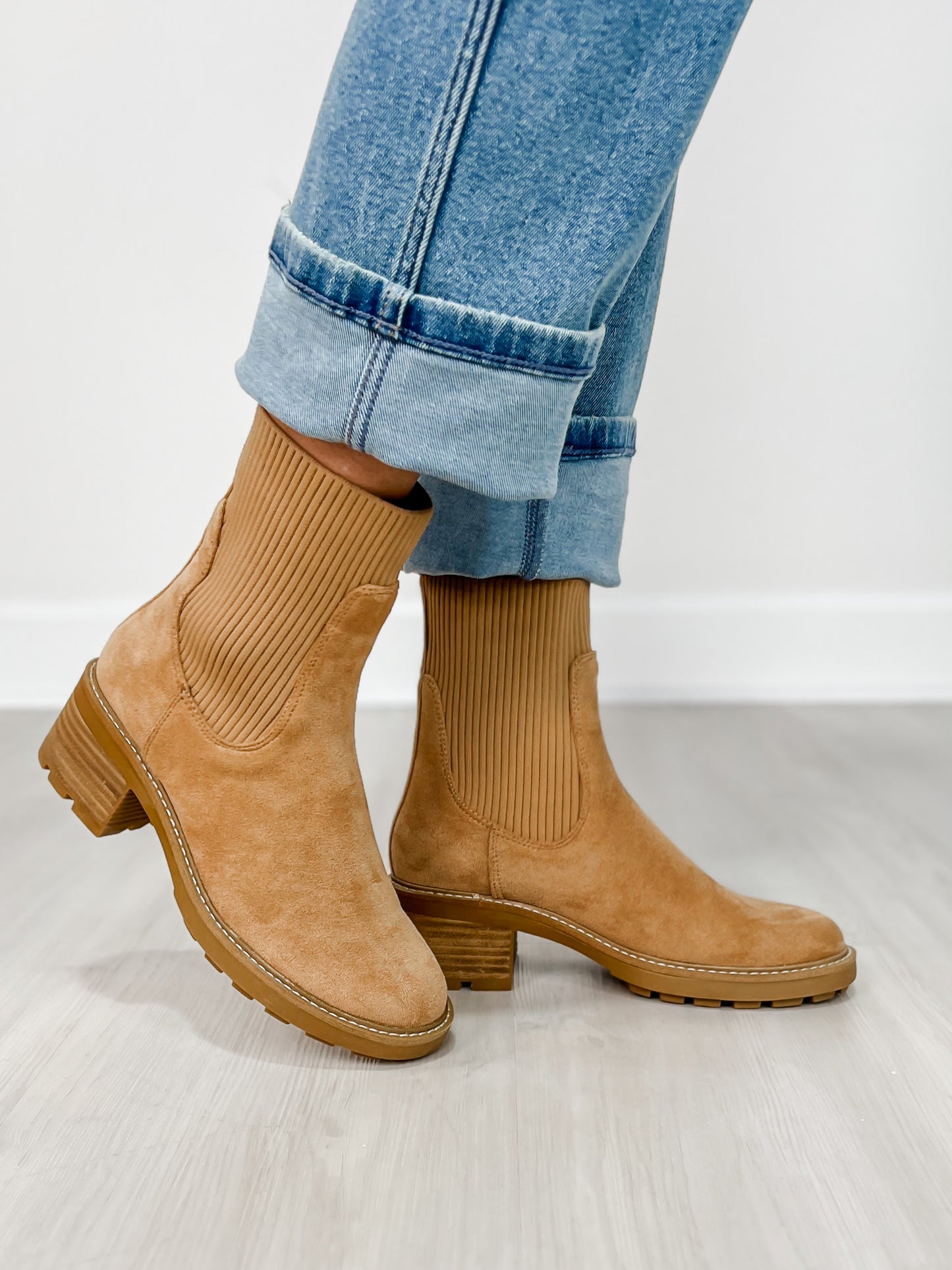 Corkys Goodness Gracious Boots in CAMEL FAUX SUEDE
