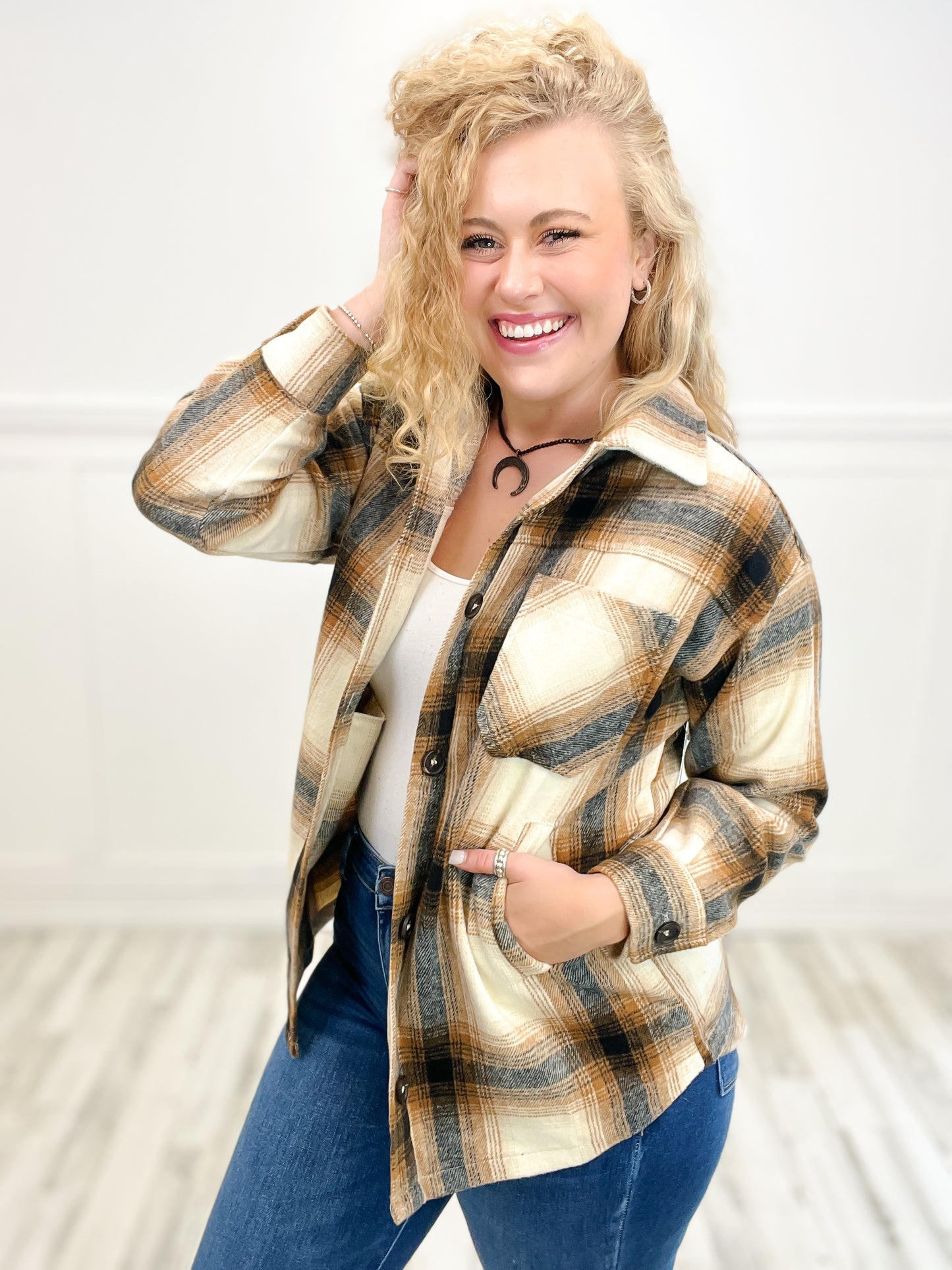 That Fall Feeling Plaid Shacket Top