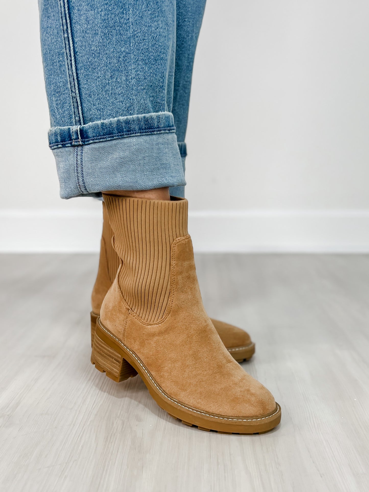Corkys Goodness Gracious Boots in CAMEL FAUX SUEDE