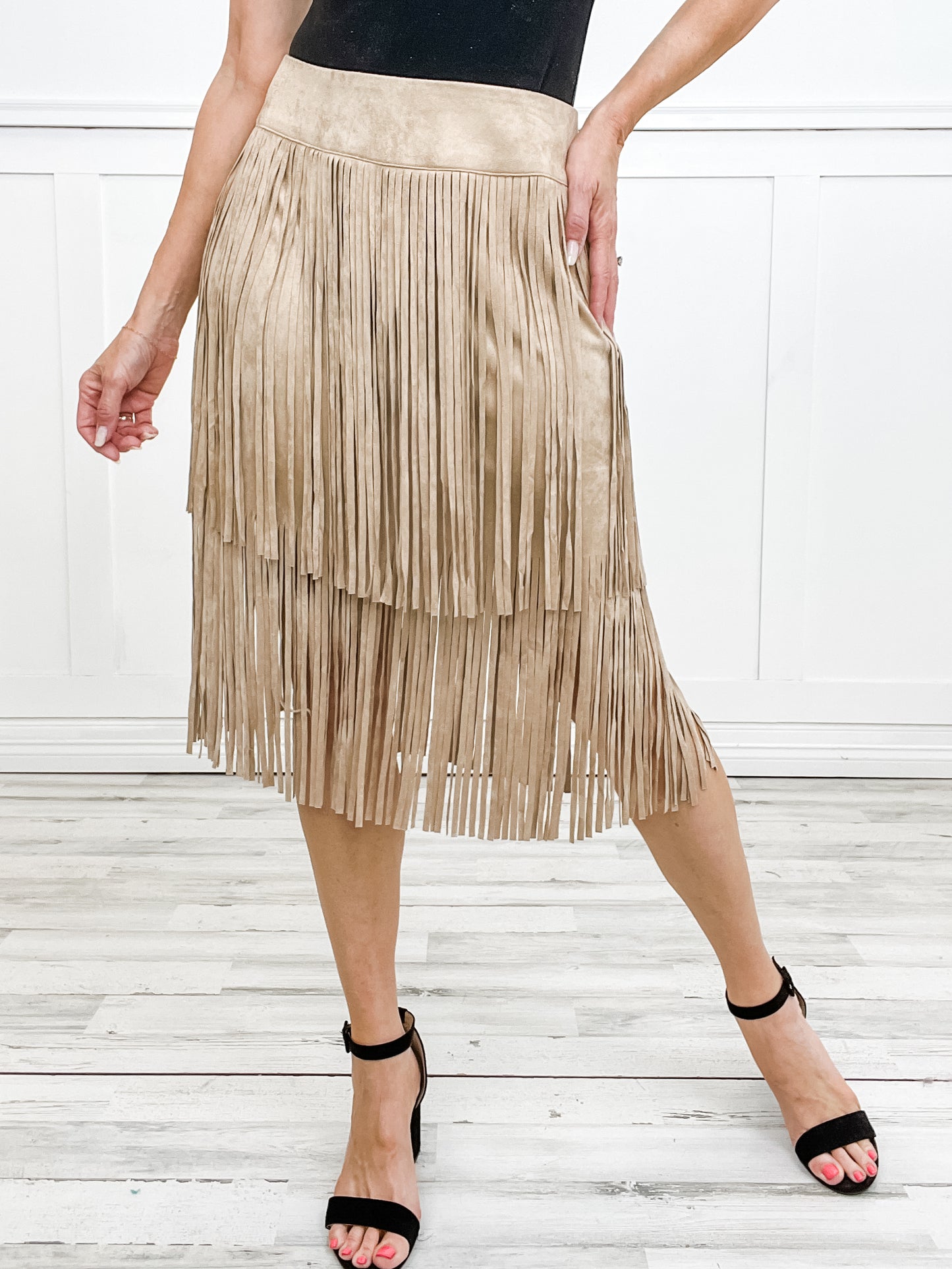 Tiered Fringe Mini Skirt