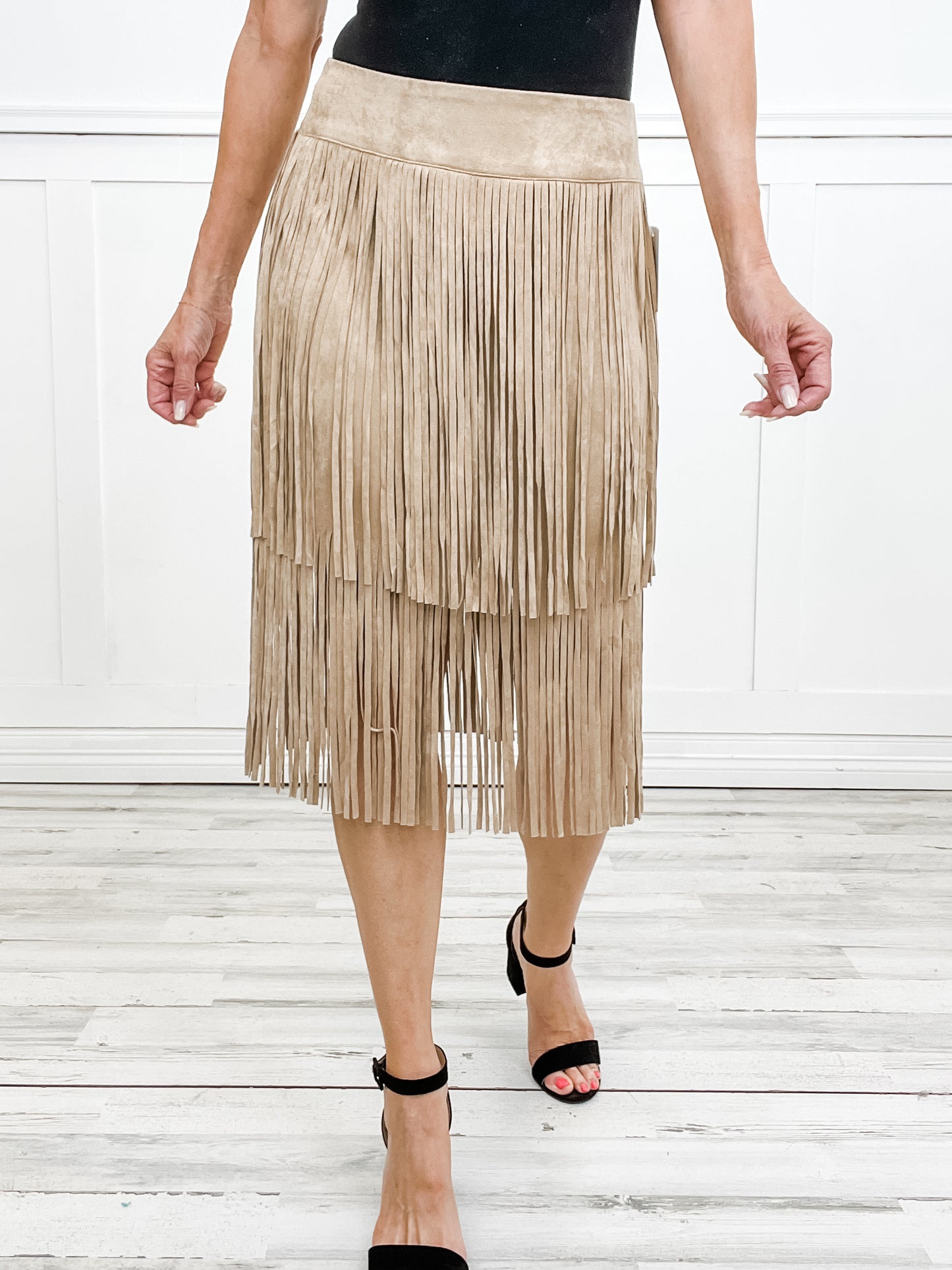 Tiered Fringe Mini Skirt