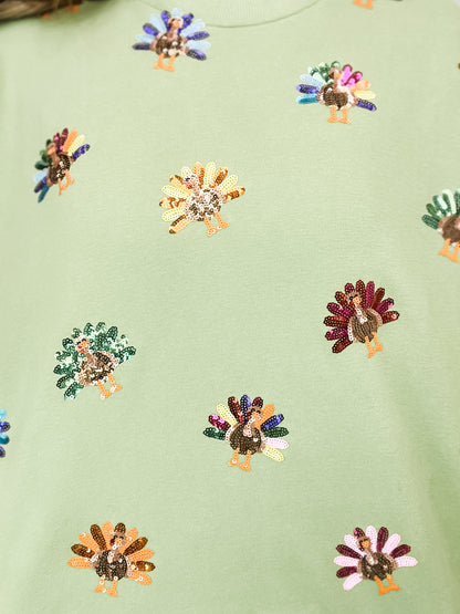 Queen of Sparkles Green Multi Turkey Sweatshirt