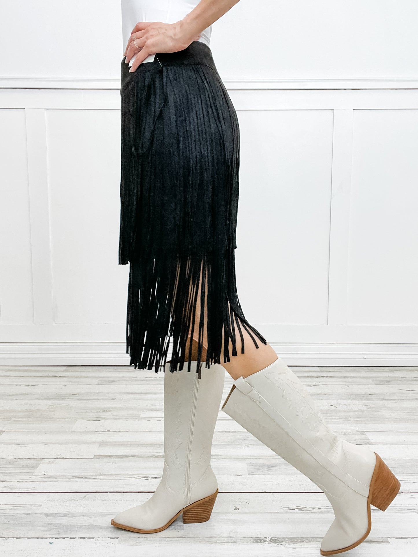 Tiered Fringe Mini Skirt