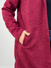 Jacquard Textured Midi Coat in Wine