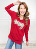 Long Sleeve Merry Patch Christmas Top With Pockets