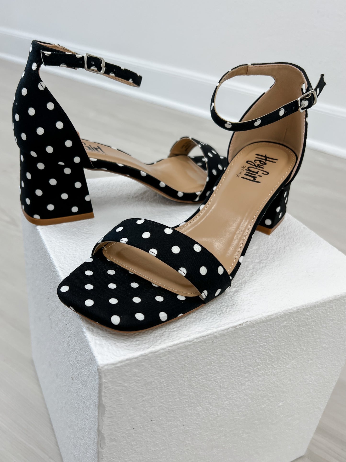 Corkys Save The Date Heels in Black White Polka Dots