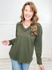 LONG PUFF SLEEVE SOLID JACQUARD TOP