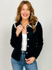 Long Sleeve Crochet Trim Button Front Cardigan Sweater