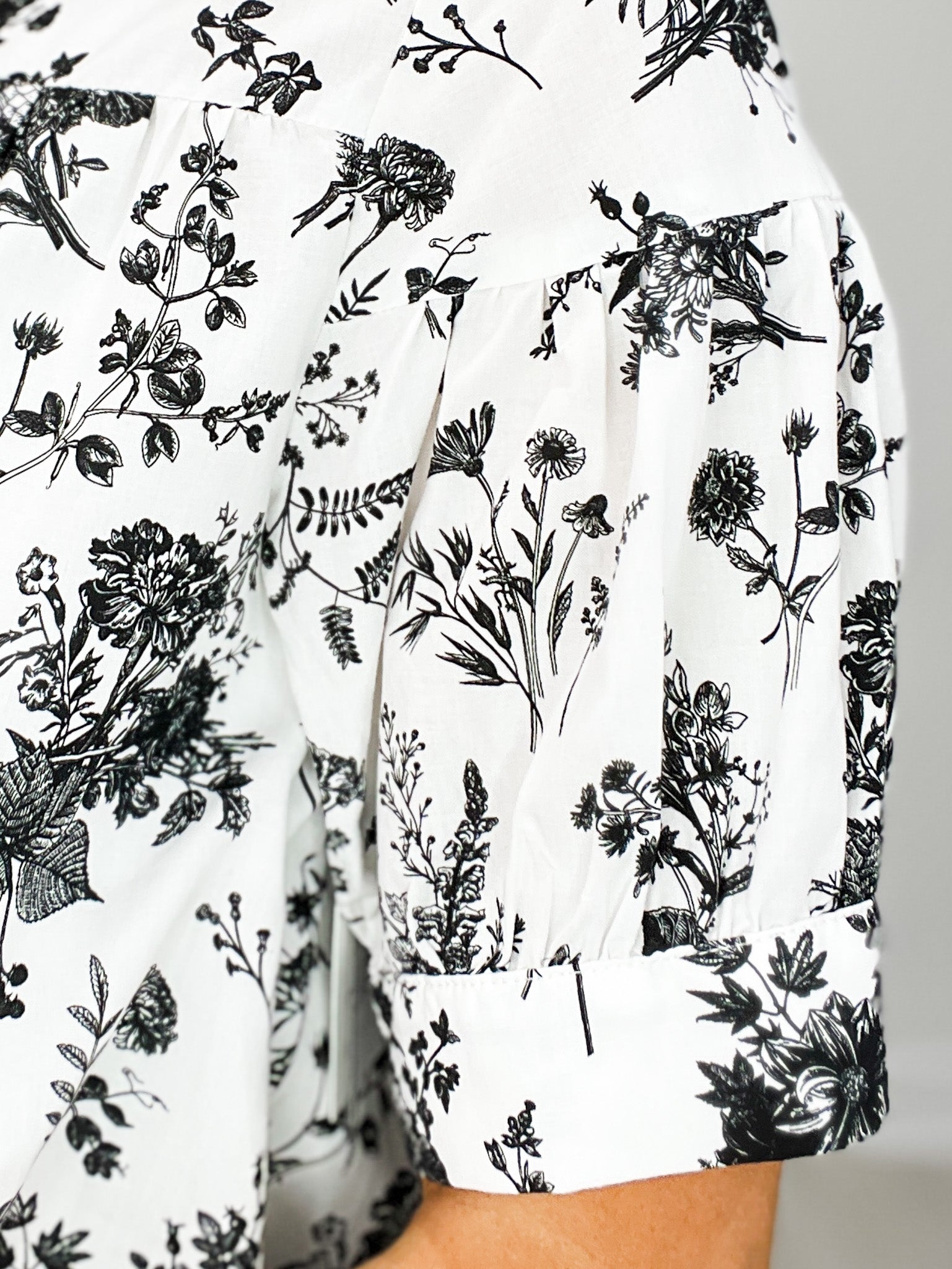 Floral Print Half Button Closure Neckline Short Sleeve Top