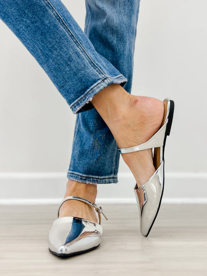 Corkys Wanna Grab Drinks Flats in Silver Mirror Metallic