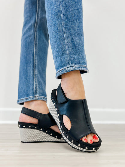 Corkys For Keeps Wedges in Black Combo 2