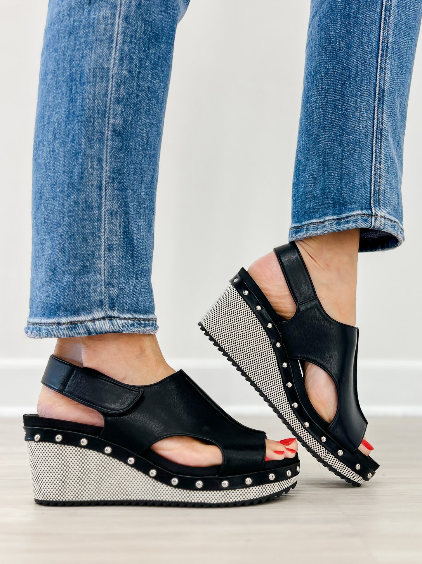 Corkys For Keeps Wedges in Black Combo 2