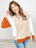 Long Sleeve Solid Knit Color Block Top