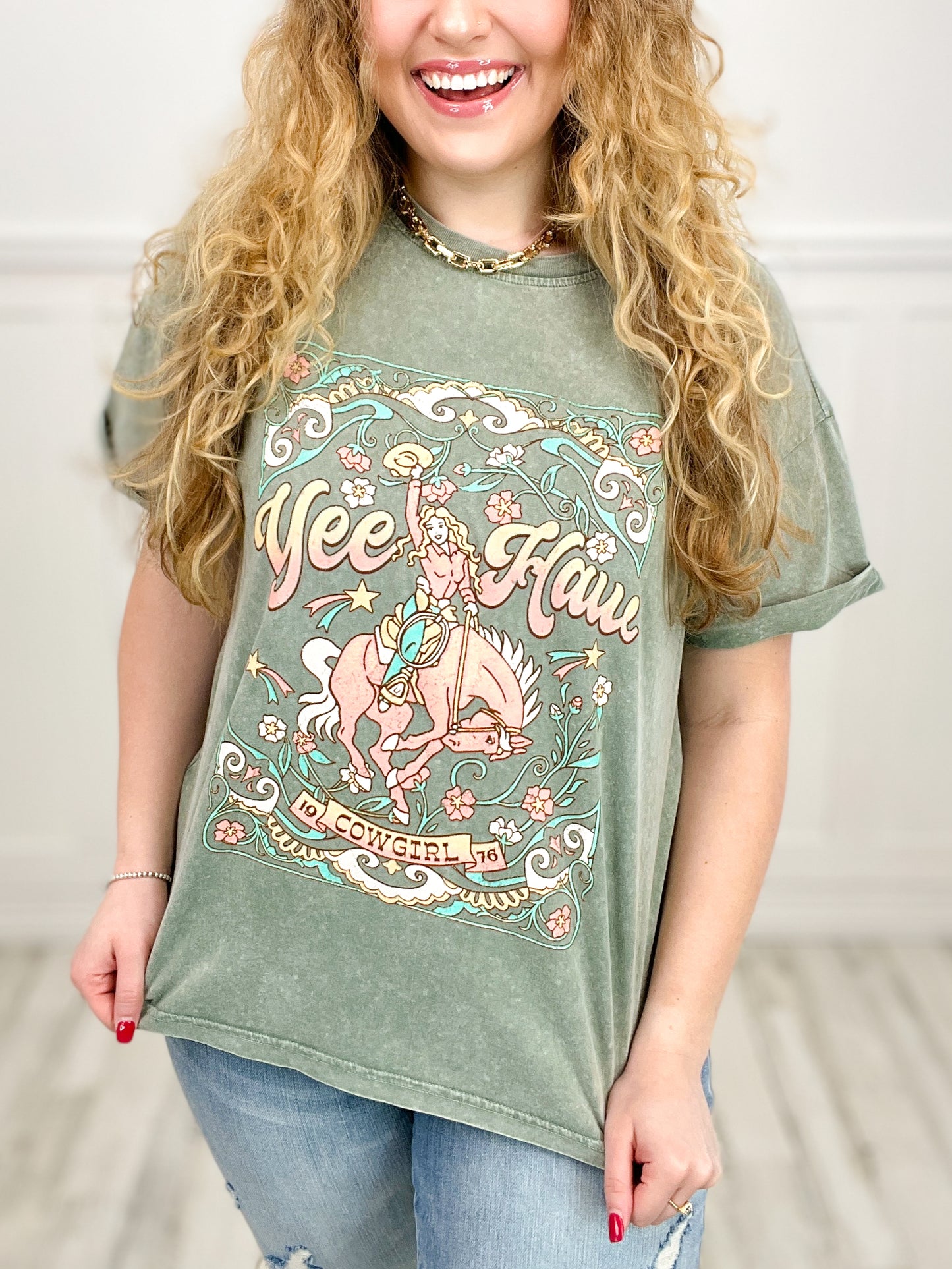 Yee Haw Botanical Cowgirl Graphic Tee