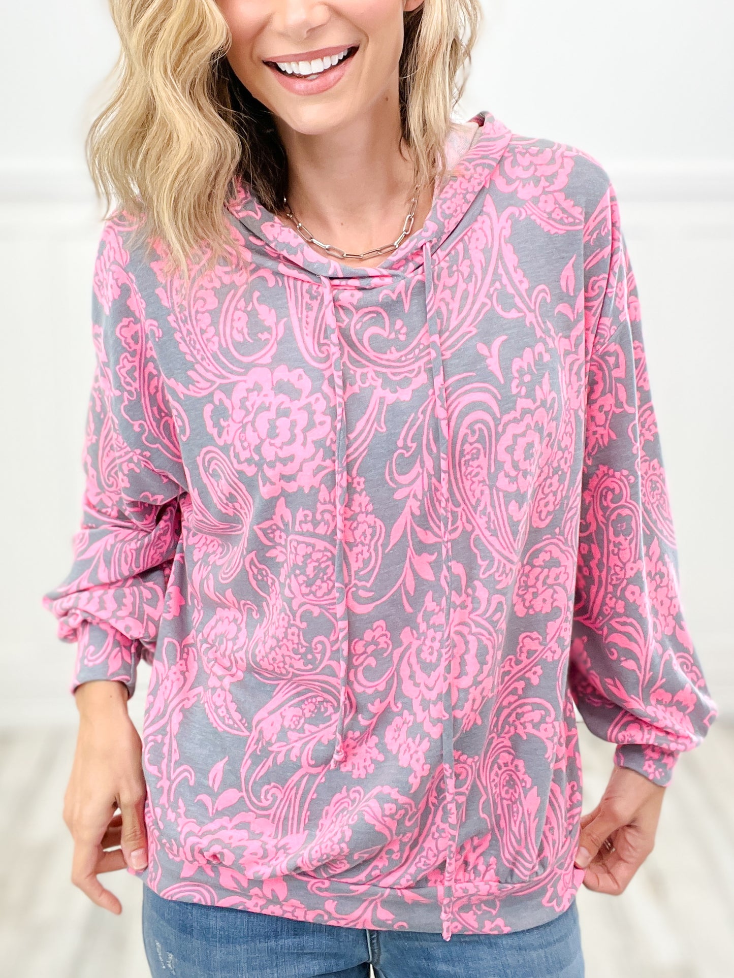 Use Somebody Floral Bliss Hooded Long Sleeve Top