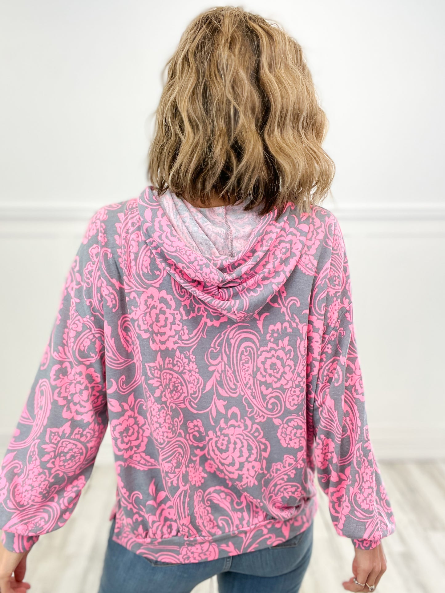 Use Somebody Floral Bliss Hooded Long Sleeve Top