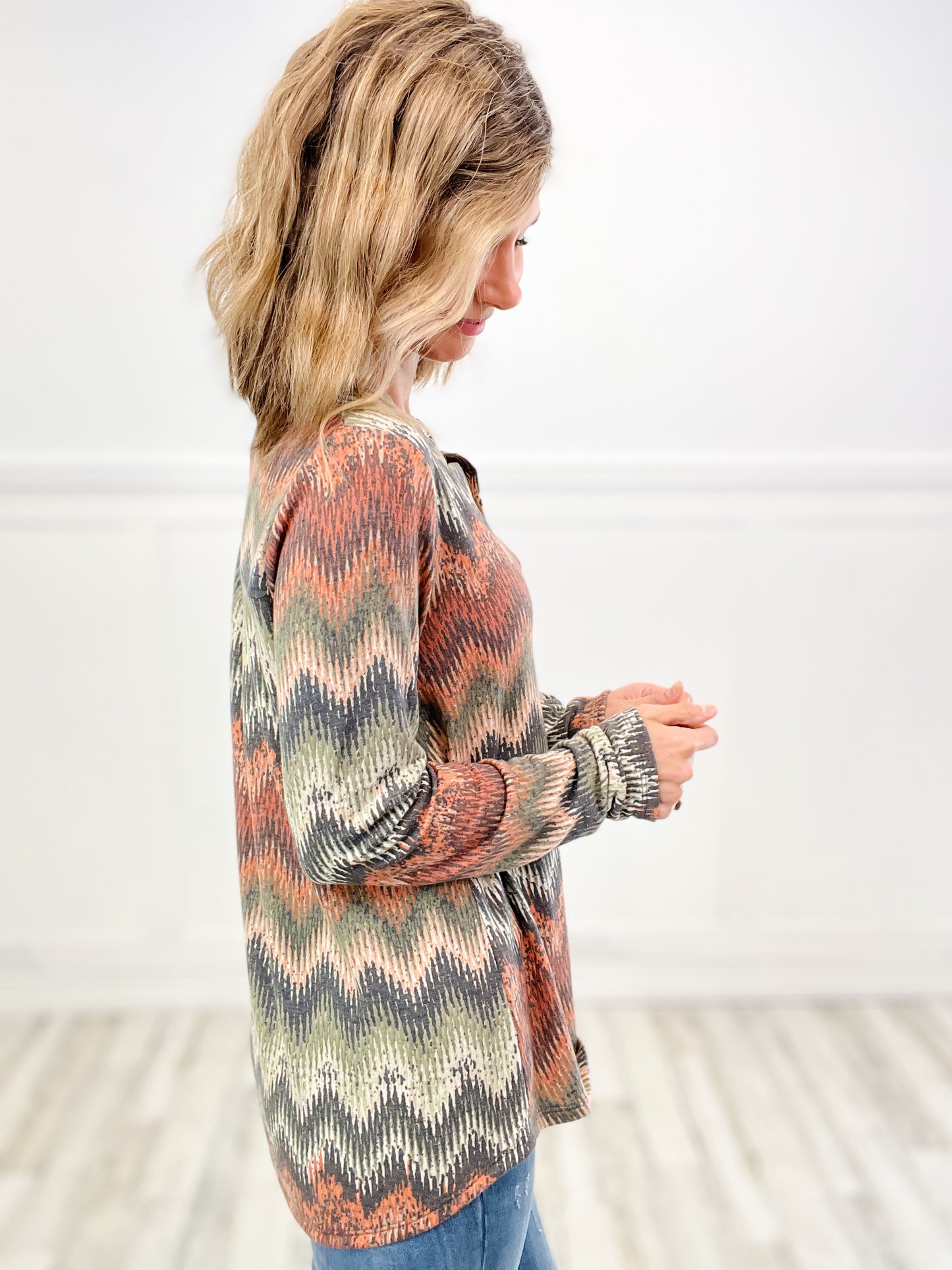 Last Nite Long Sleeve Comfy Multi Pattern Top