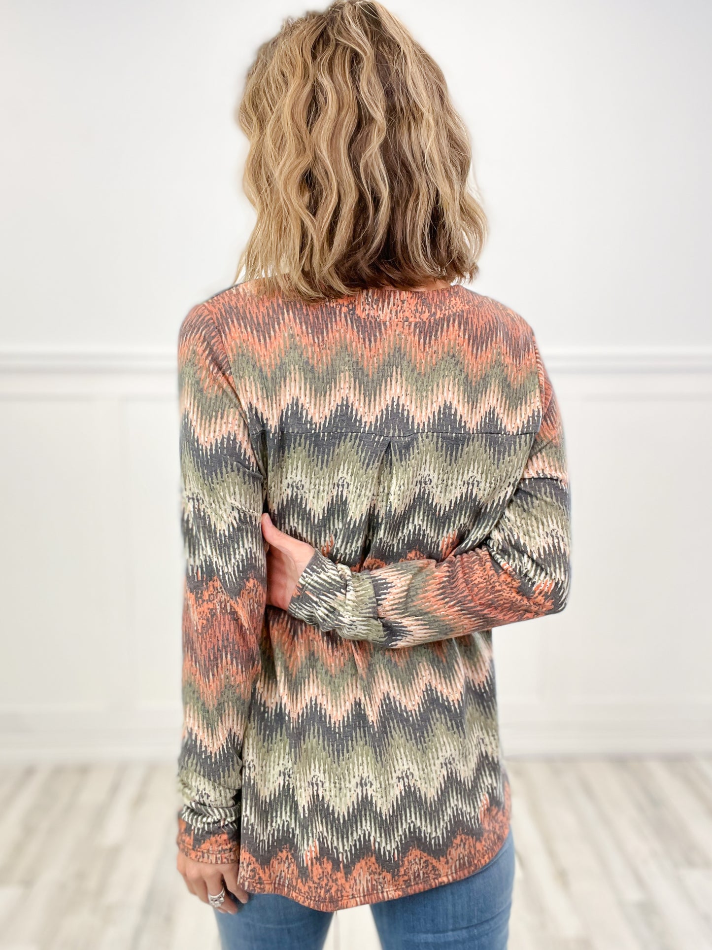 Last Nite Long Sleeve Comfy Multi Pattern Top