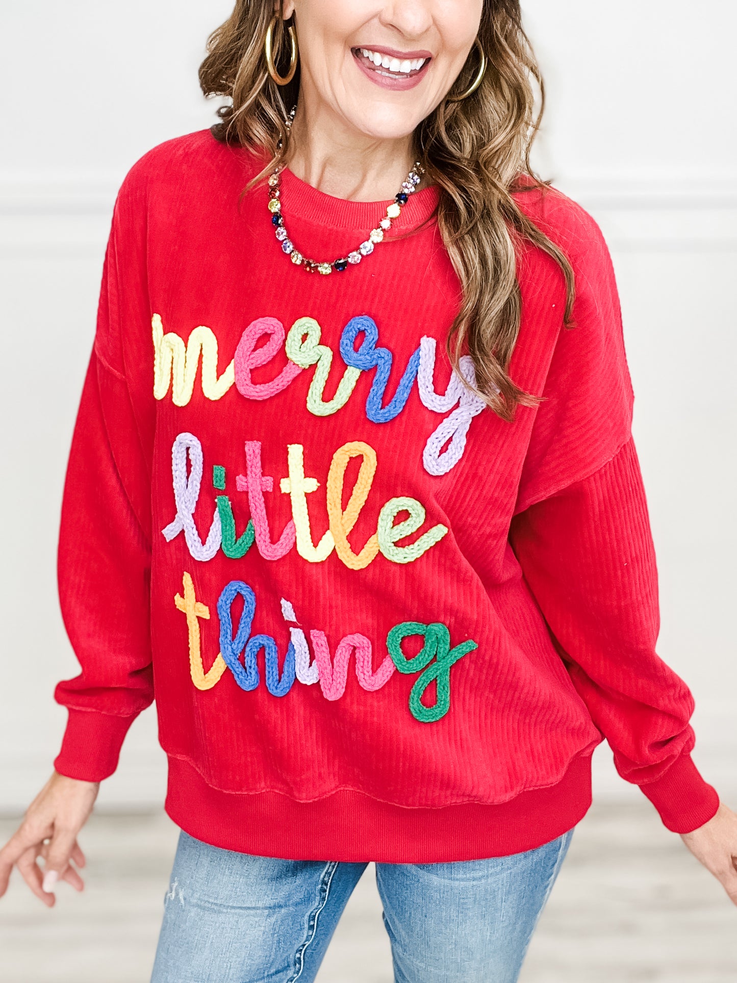 Merry Little Thing Embroidered Sweatshirt