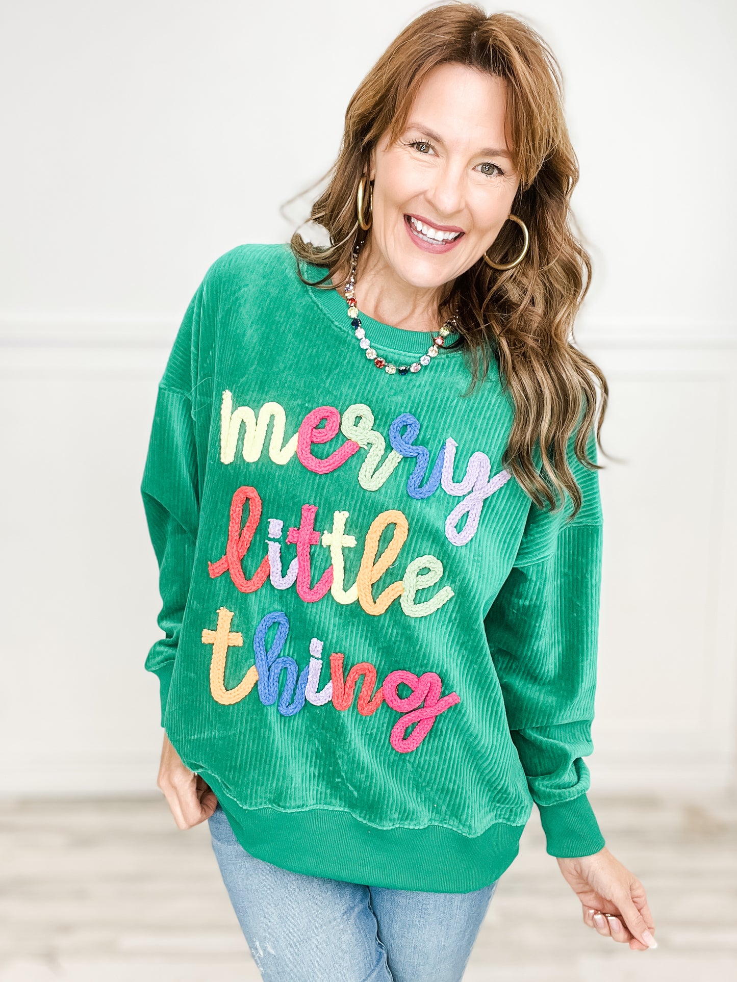 Merry Little Thing Embroidered Sweatshirt